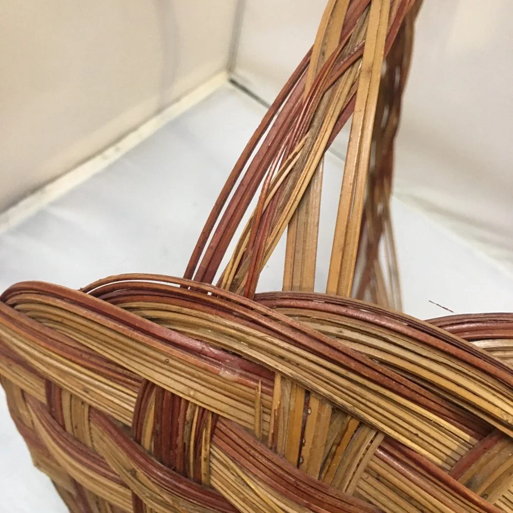 Woven Wicker Basket Brown Handcrafted Philippines Bohemian Lattice Gathering